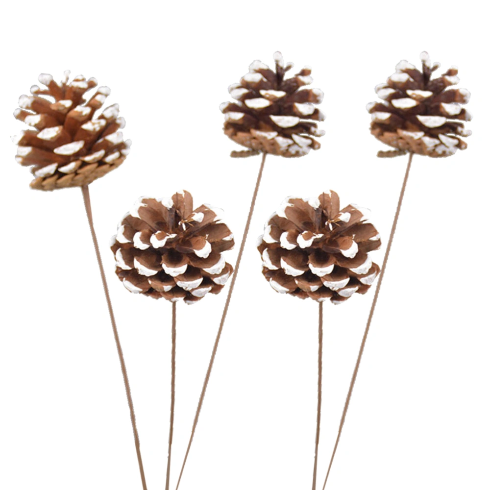 5 Pcs Dried Flower Natural Pine Cone Bouquet Accessories DIY Crafting Home Decoration Photography Props for Gift