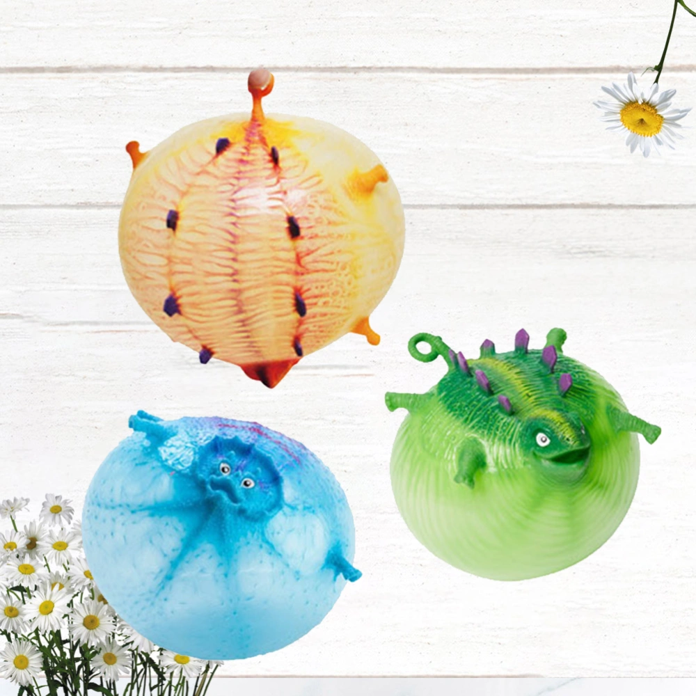 3PCS TPR Animal Vent Toy Inflatable Dinosaur Ball Toy Cartoon Dinosaur Toy for Kids Child Adults Playing Random Color Style