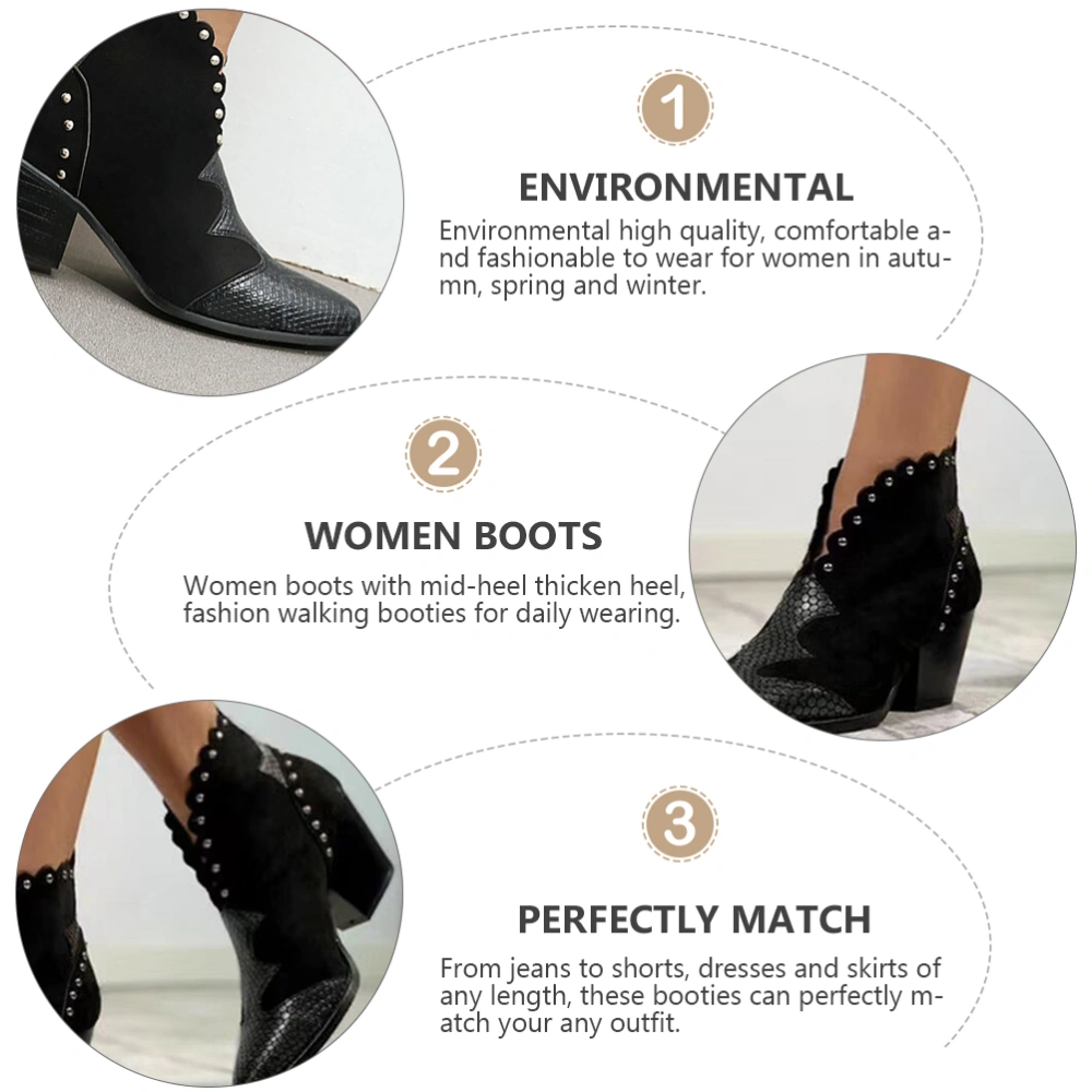 1 Pair Rivet Boots Winter Pointed Shoes Fashion Short Boots Autumn Women Boots