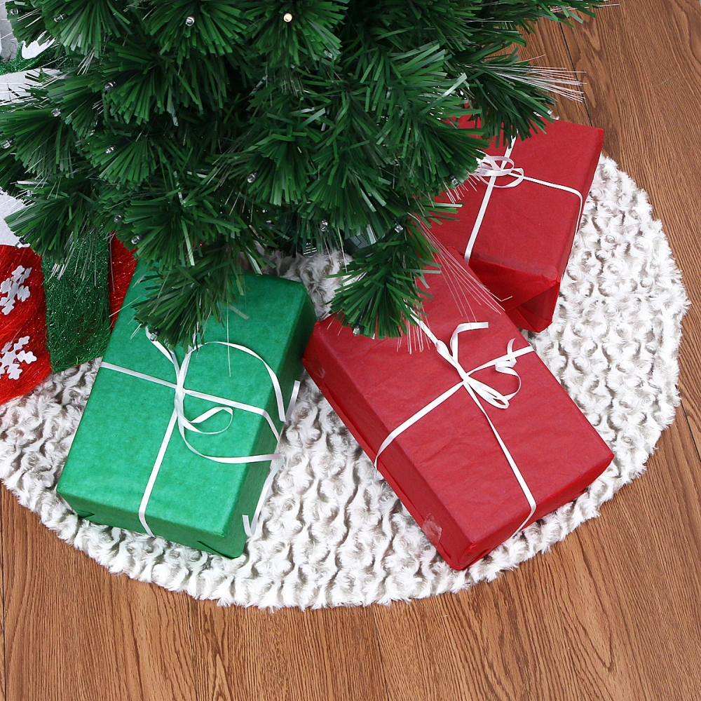 1pc Christmas Tree Mat Christmas Tree Skirt Christmas Decorations Supplies for Home Grey White