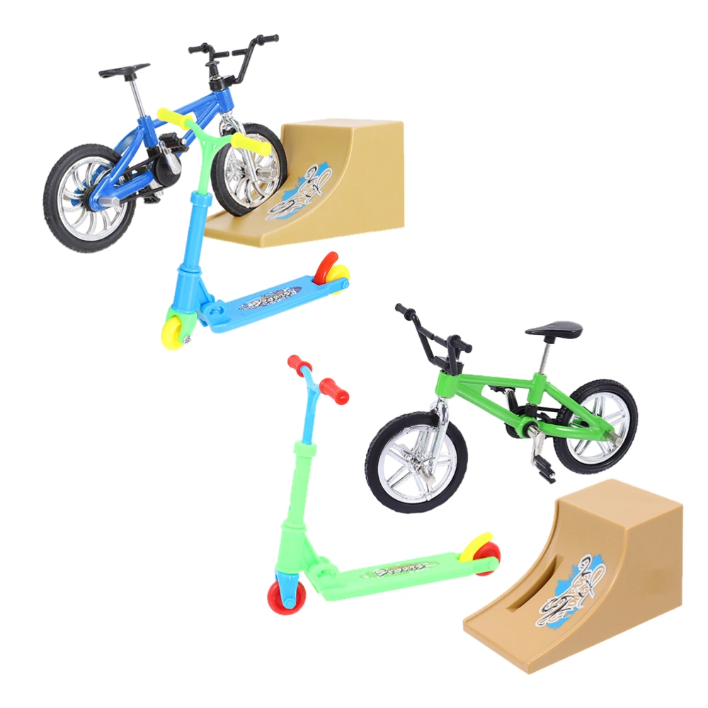 2 Sets Mini Finger Toy Finger Bike Scooter Ramp Fingertip Sports Toy Table Game