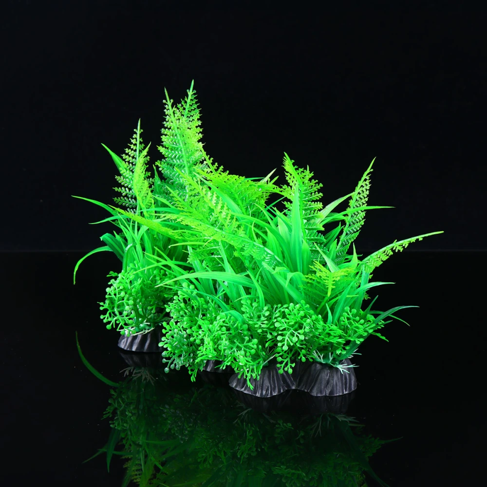 3pcs Simulated Plastic Water Grass Aquatic Landscape Miniature Plant Ornament Water Plants with Base for DIY Fish Tank Aquarium