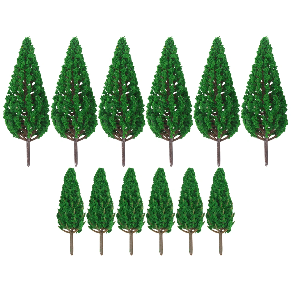 12 Pcs Garden Landscape Plastic Pine Tree Model Layout Props Colorful Scenery Tree Mini Sand Table Construction Model (Green, 6.5cm, 11cm Style)