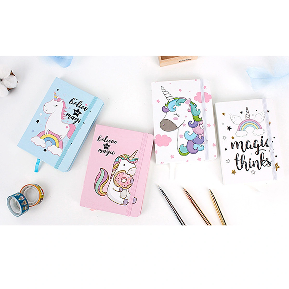 1pc Cartoon Unicorn Hard Face Notebooks Week Planner Notebooks Diary Notepads School Stationery(Mixed Pattern A7)
