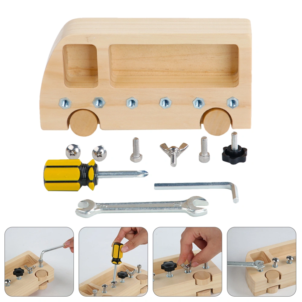 1 Set Wooden Car Toy Tightening Screws Toy Baby Kids Early Educational Toy