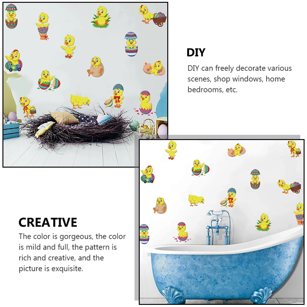 1 Set Easter Chicken Wall Stickers Cartoon Chicken Wall Stickers Unique Wall Sticker