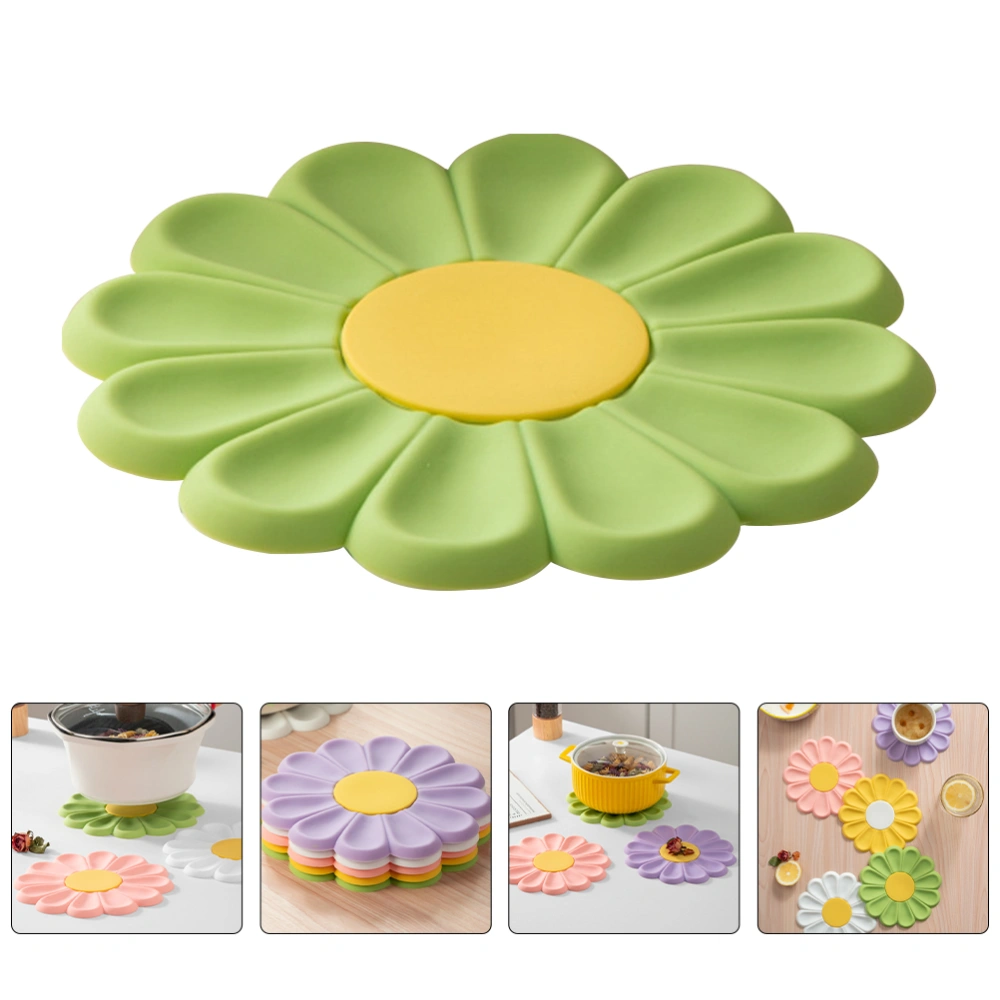 Daisy Pattern Shaped Anti-Hot Silicone Mat Kitchen Insulation Coaster Hot Pad for Dish