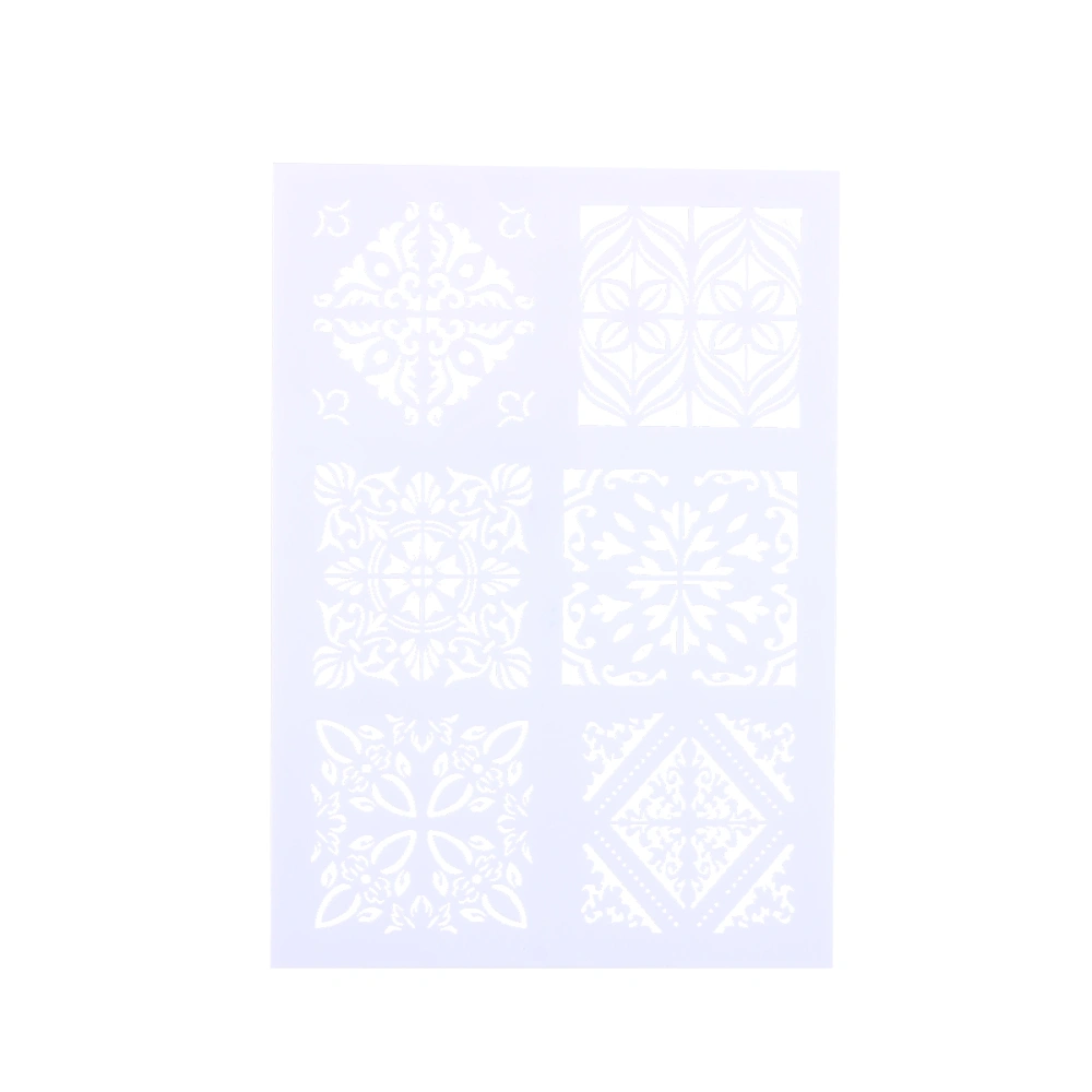 DIY Craft Layering Stencils Hollow Plastic Painting Stencils DIY Drawing Mould Square Design (White)