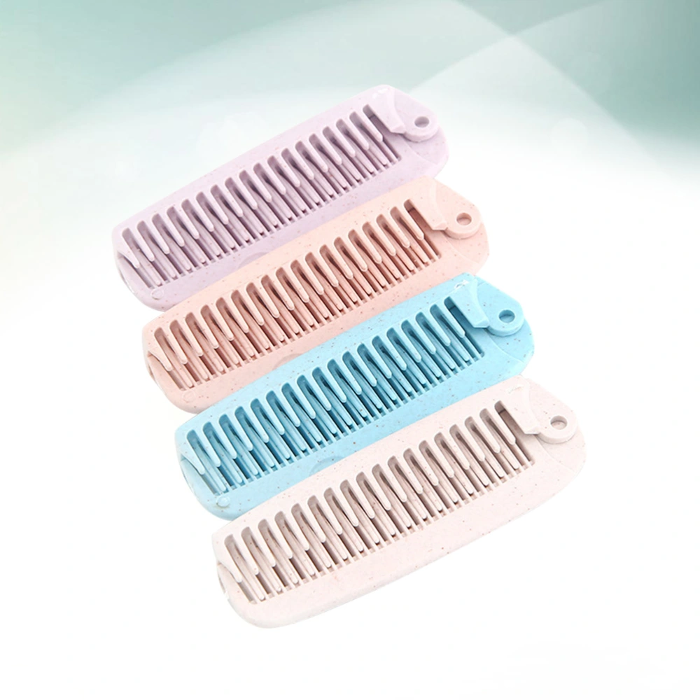 4PCS Folding Travelling Comb Portable Elastic Comb Plastic Hairdressing Comb Practical Hair Straightening Comb for Travel(Random Color)