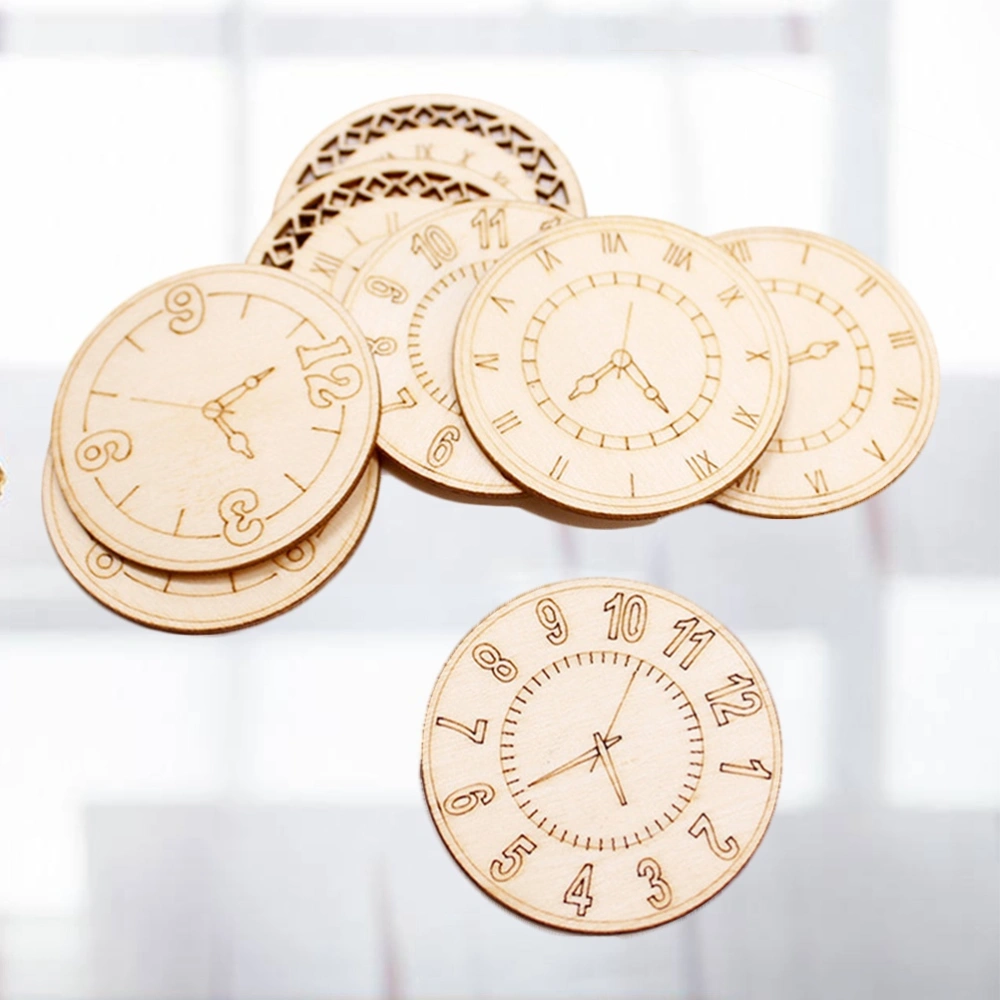 16pcs Round Clock Wood Piece Diy Decor Wood Piece for Home Festival Party Gathering Wedding (Mixed Pattern)