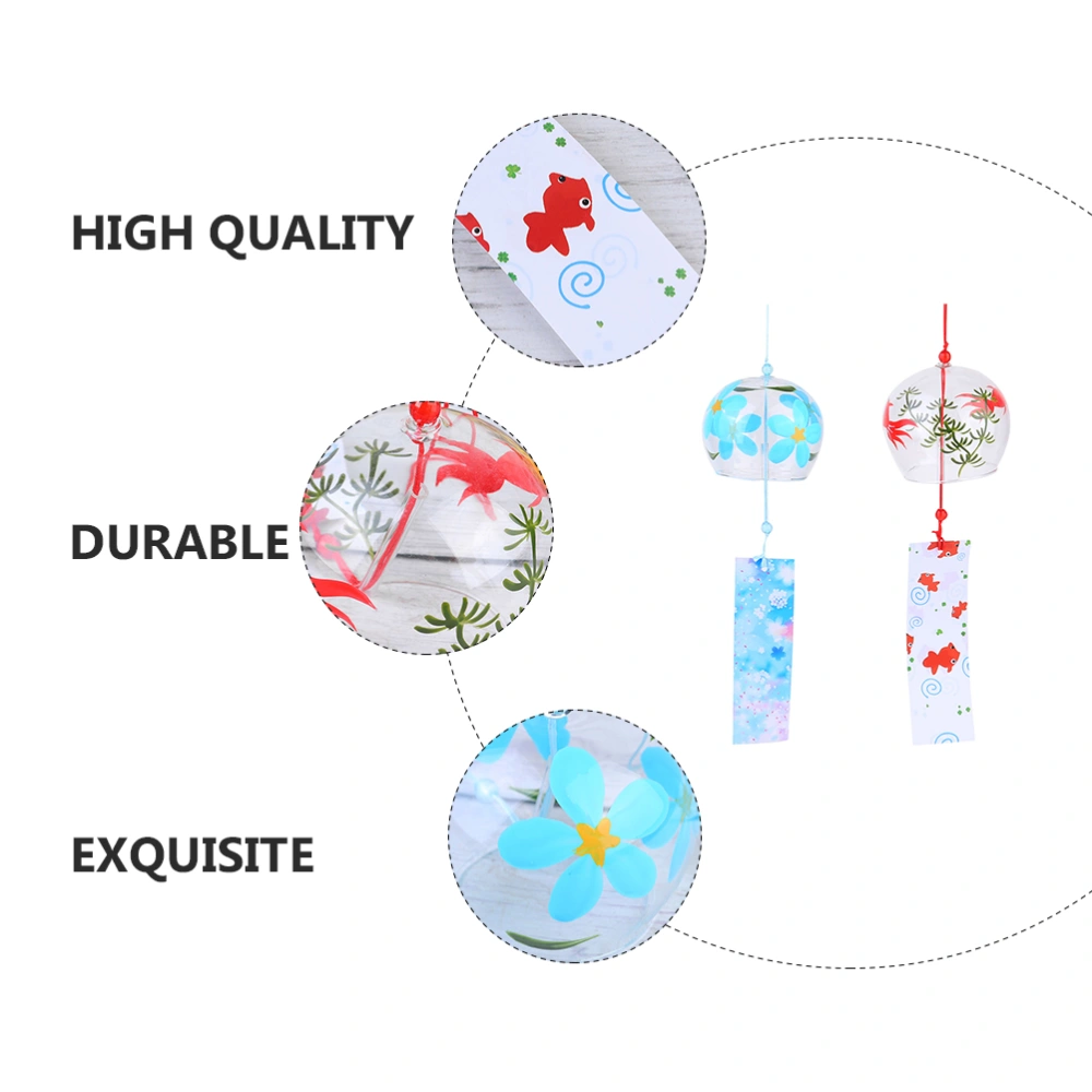 2 Pcs Japanese Style Wind Chime Glass Wind Chime Hanging Decor Wind Bell Decor