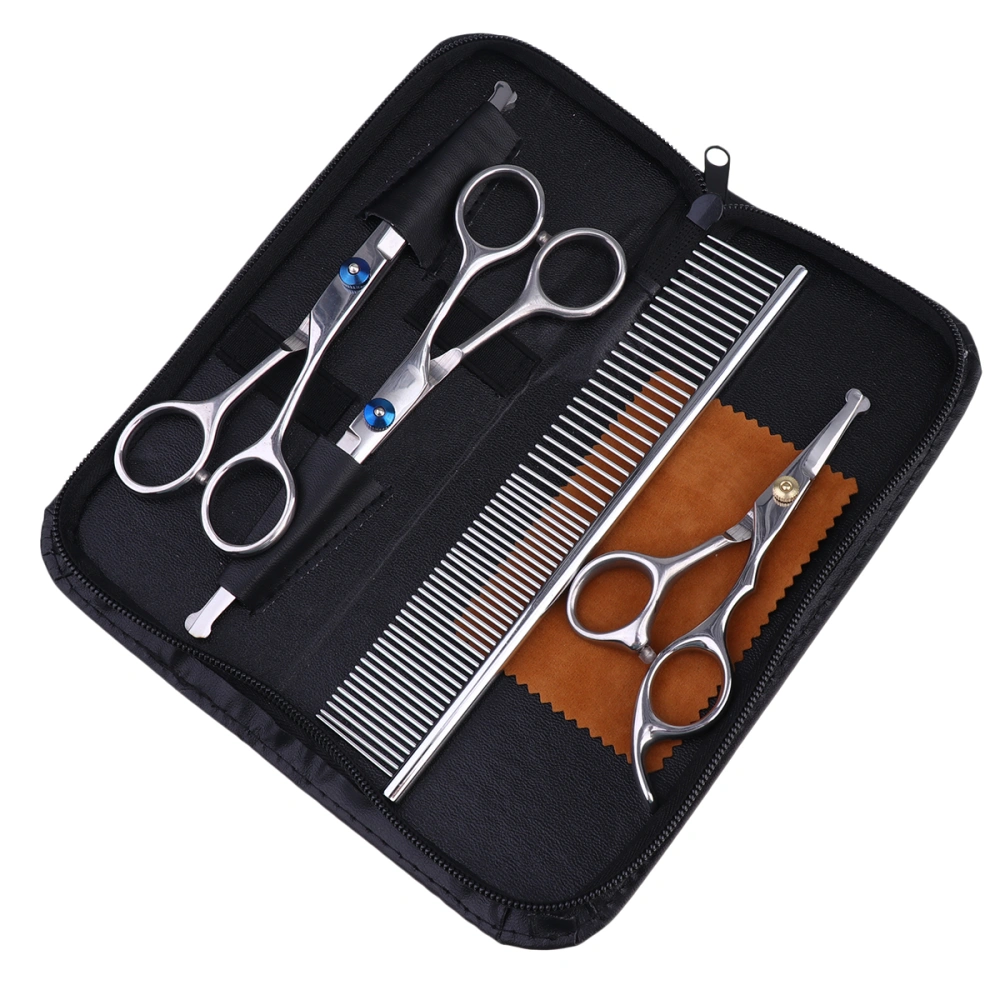 Pet Hair Grooming Scissors Kits Stainless Steel Dog Cat Grooming Scissors Dog Beauty Hair Scissor Cutting Tools With Comb Set