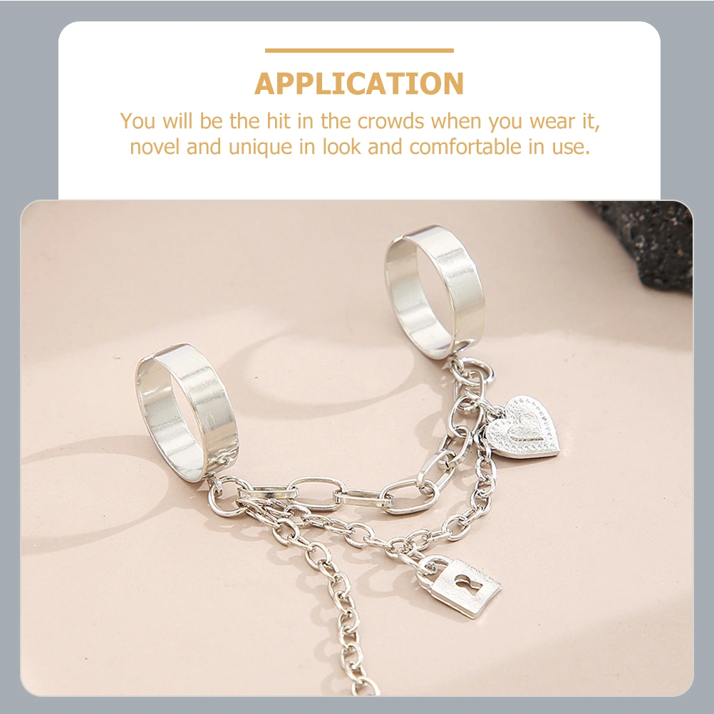 5 Sets Open Ring Punk Ring Chain Finger Ring Jewelry Women Birthday Gifts