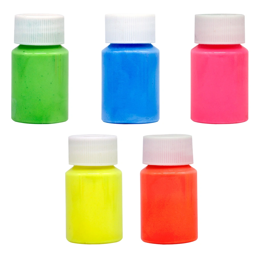 5pcs 15g DIY Glow in The Dark Pigments Neon Luminous Paint Fluorescent Paints for Crafts Nails Graffiti (Orange+Yellow+Green+Blue+Pink)