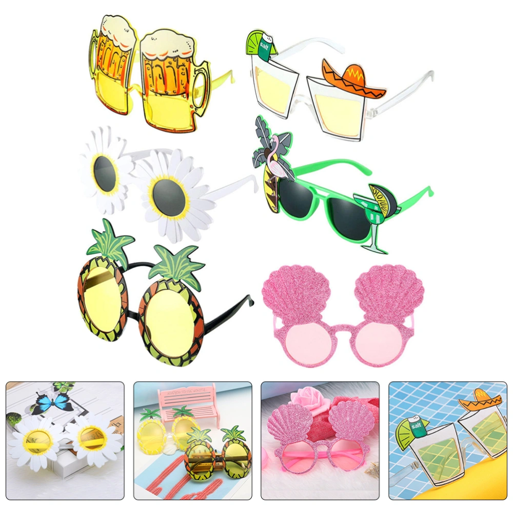 6Pcs Plastic Eyewear Hawaii Themed Glasses Decor Party Decorative Glasses Photo Prop