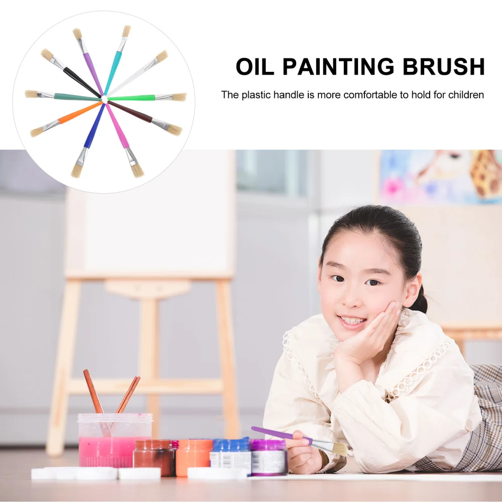 20Pcs Colorful Paint Brush Kids Painting Brush Kids Painting Tool Oil Painting Brush