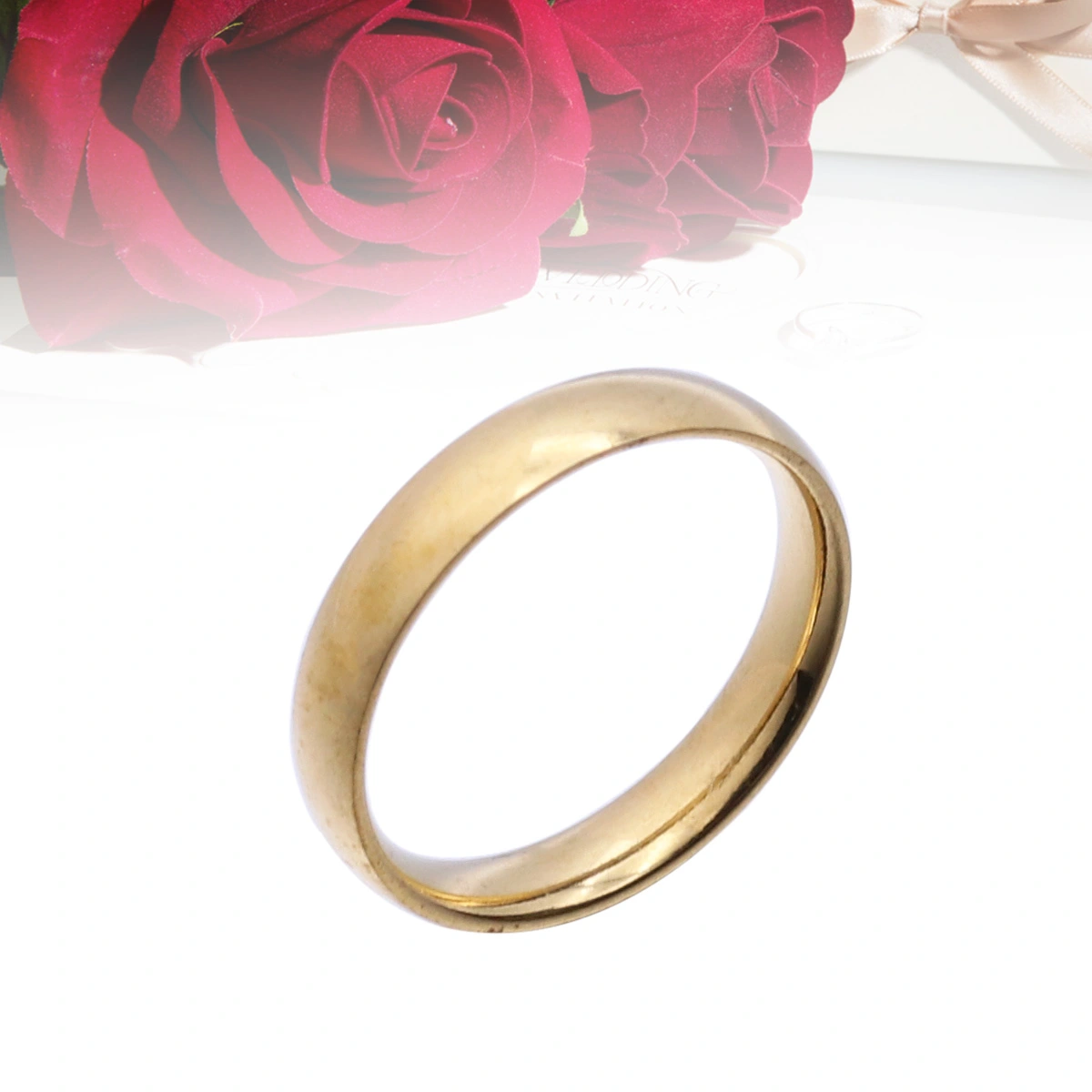 Simple Fashion Smooth Ring Single Index Finger Ring for Women Men Inner Diameter 18mm (Gold)