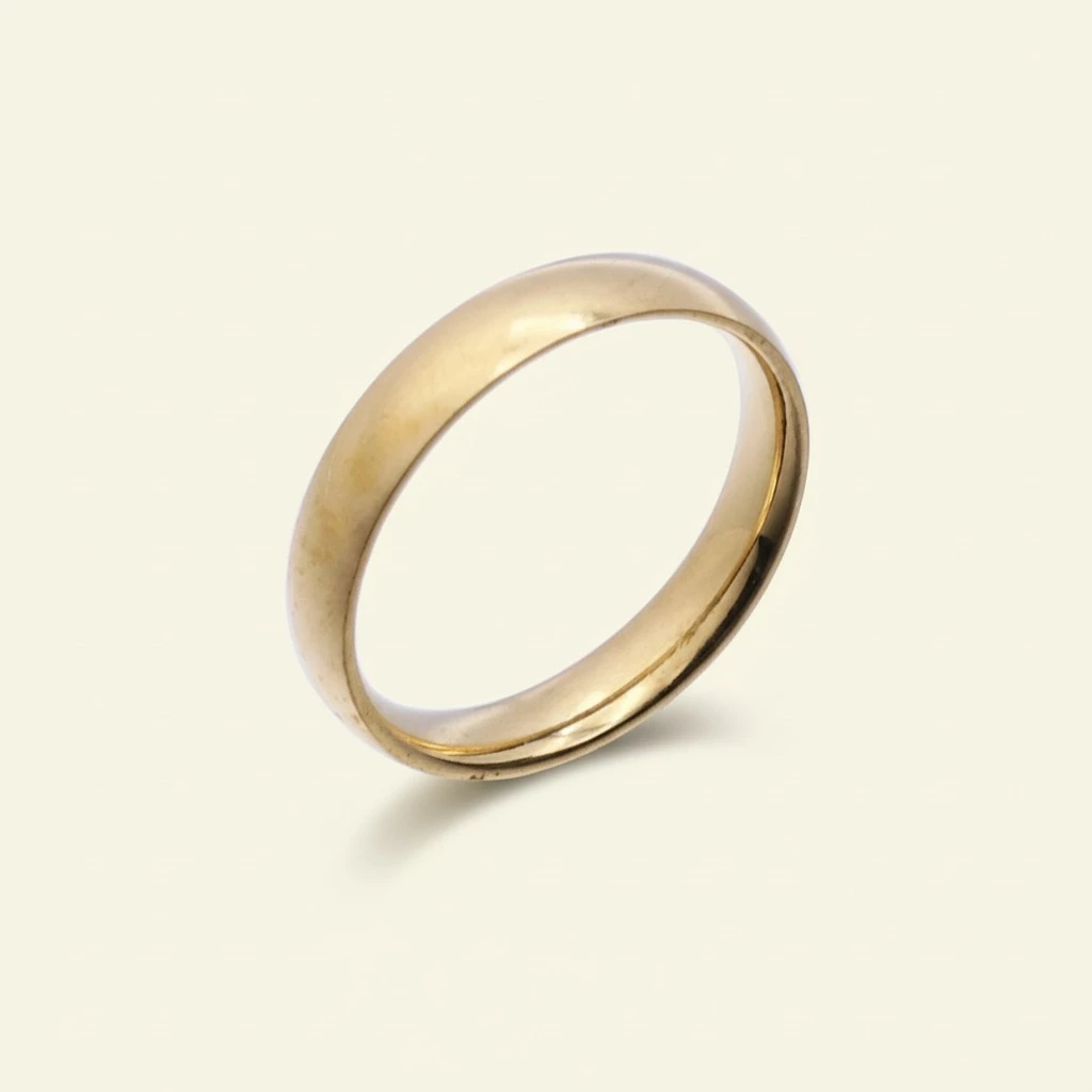Simple Fashion Smooth Ring Single Index Finger Ring for Women Men Inner Diameter 18mm (Gold)
