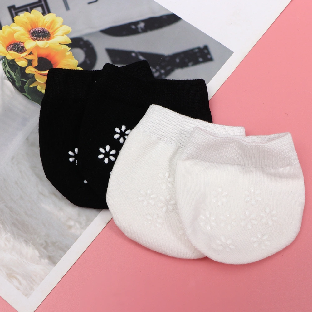 2 Pair Women Socks Full Finger Half Palm Socks Invisible Forefoot Socks for High-heeled Shoes (White Black)