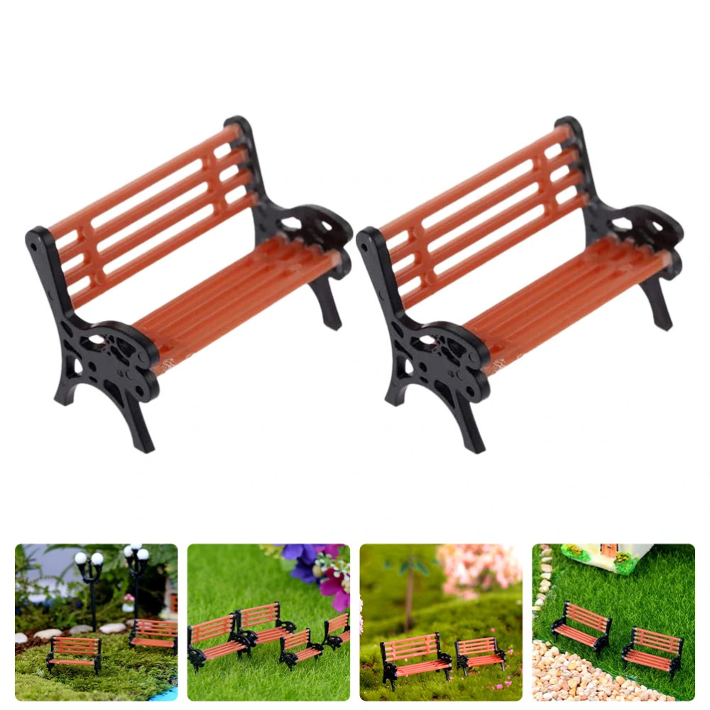 2pcs Mini House Bench Miniature Fairy Garden Bench Doll House Bench Decor