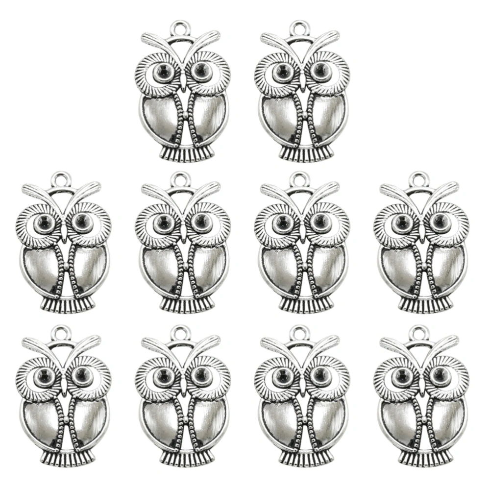 10PCS Vintage Alloy Owl Pendants Charms DIY Jewelry Making Accessory for Necklace Bracelet (Antique Silver)