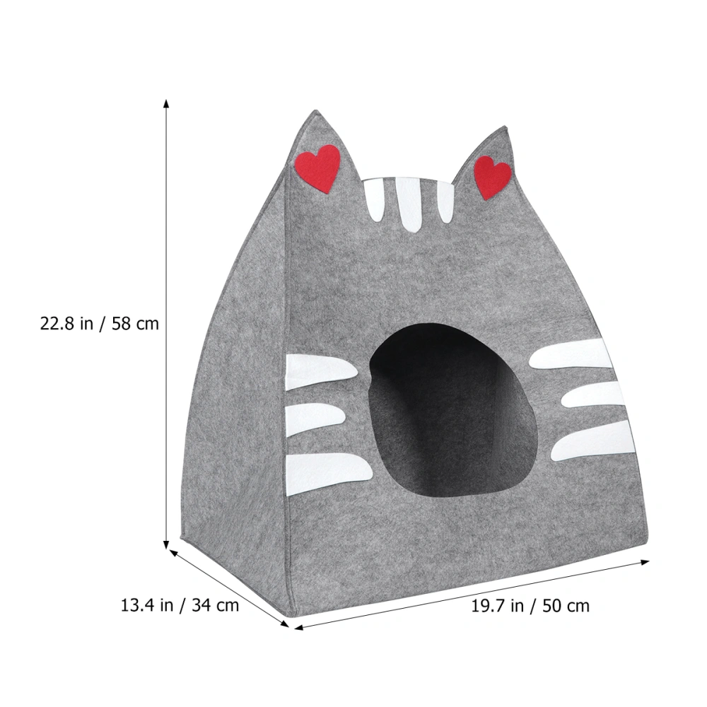 1PC Felt Cat Nest Foldable Pet House Outdoor Cat Box Portable Kitten House for Home Park (Cat Ear)