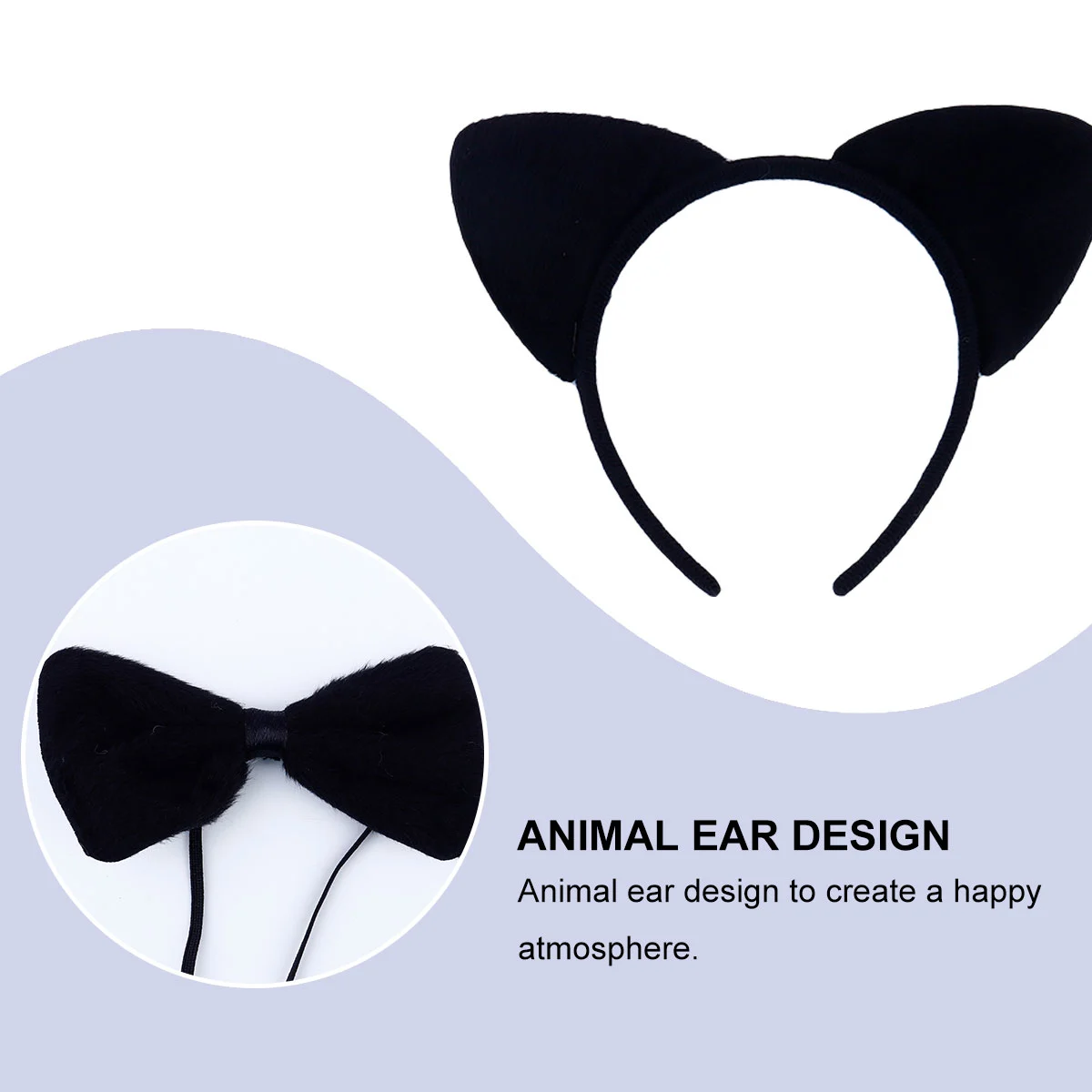 2 Set Halloween Animal Costume Prop Headdress Tail Bow Tie Set Party Costume