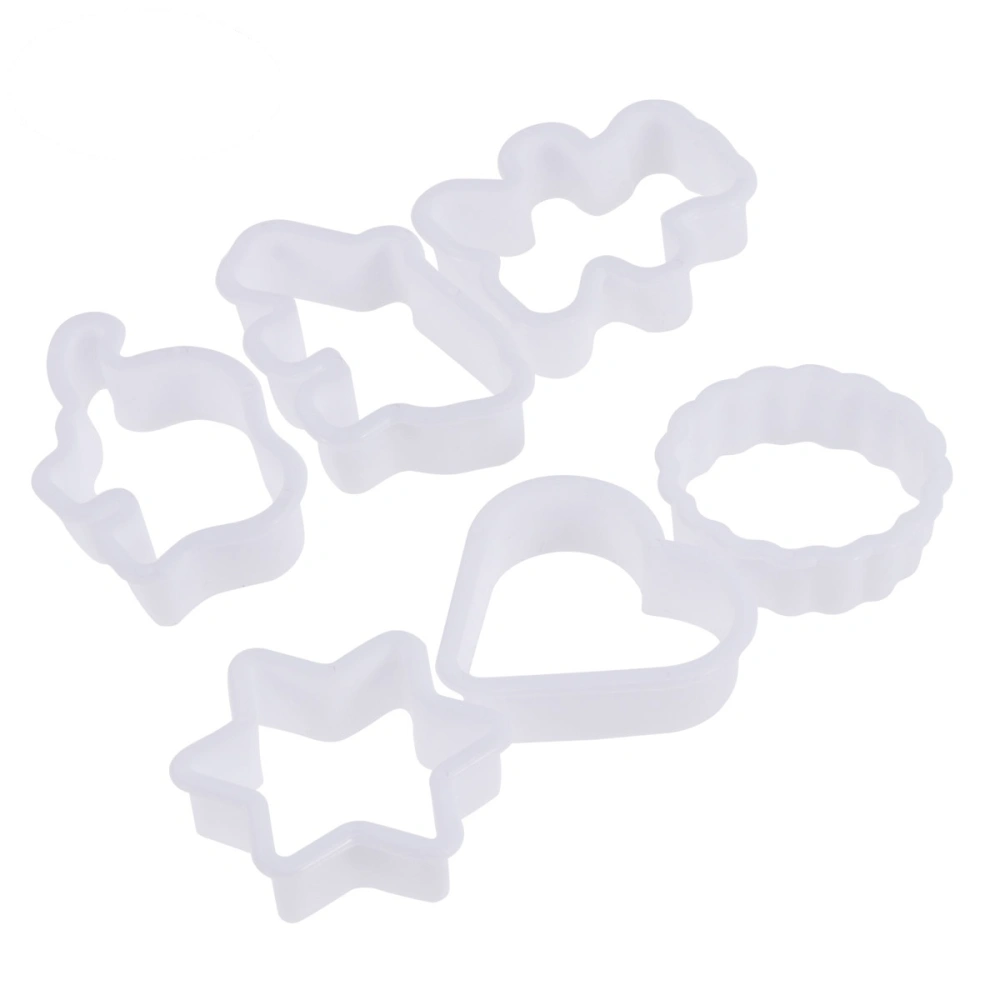 6Pcs Cookie Cutter Set Plastic DIY Baking Mold For Christmas Birthday Wedding Party(White)