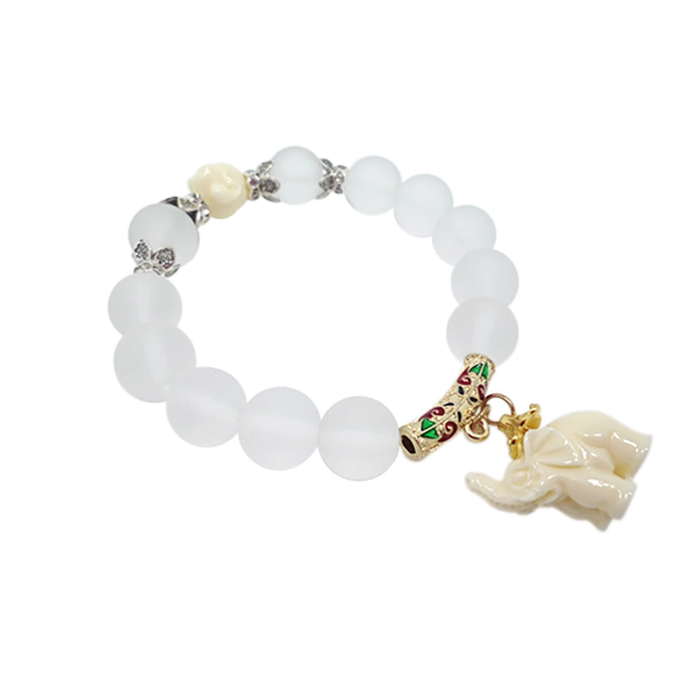 Fashion Natural Frosted Natural Stone Beads Elephant Buddha Bracelet for Women Bring Birthday Gift (Gold)