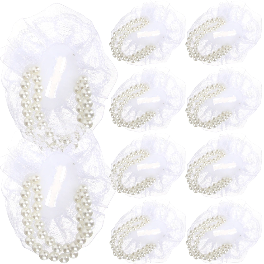 12pcs Pearl Lace Corsage Wristlet Wrist Corsage Bands DIY Corsage Bracelets