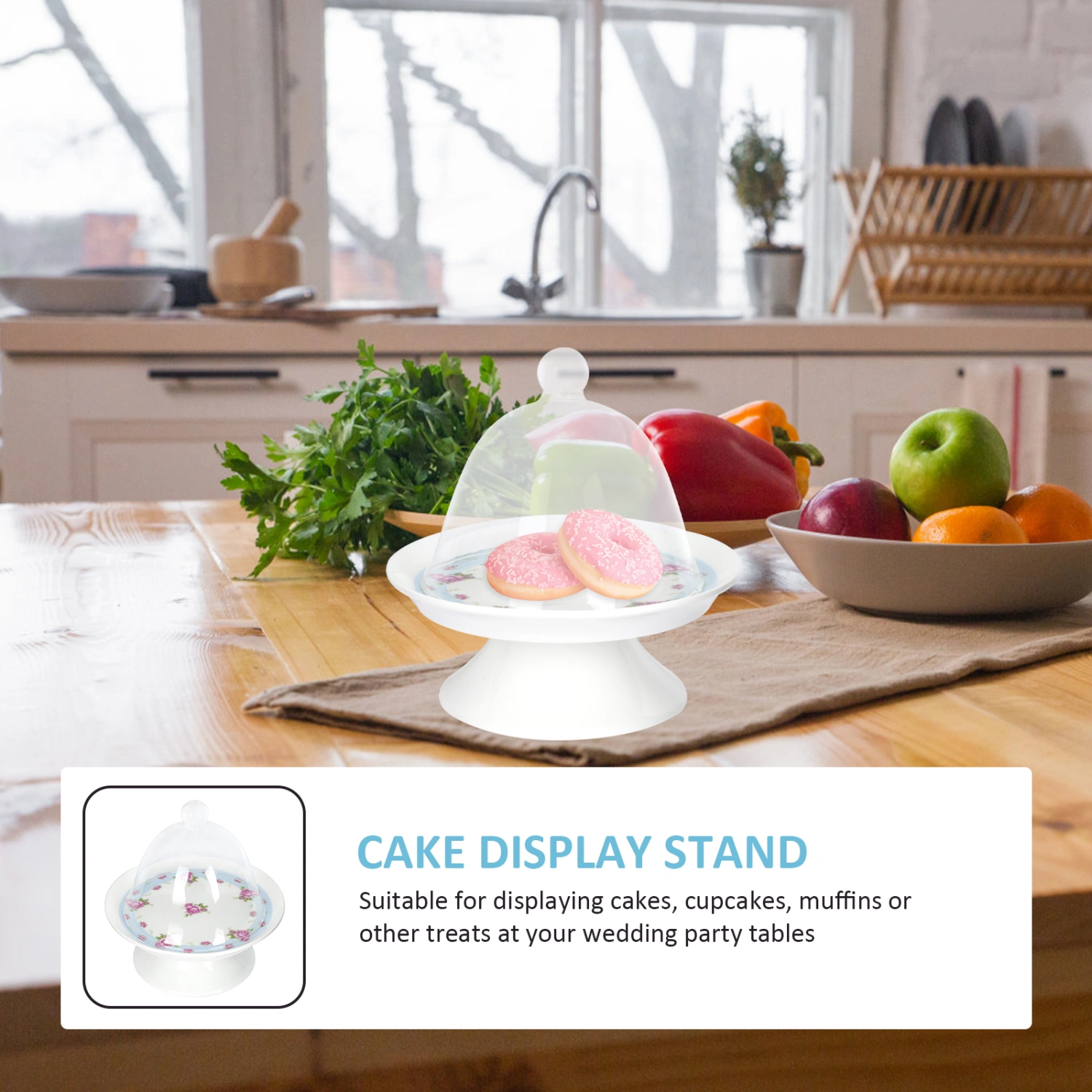 1 Set Covered Cake Display Stand Dessert Storage Plate Dustproof Bread Holder for Home