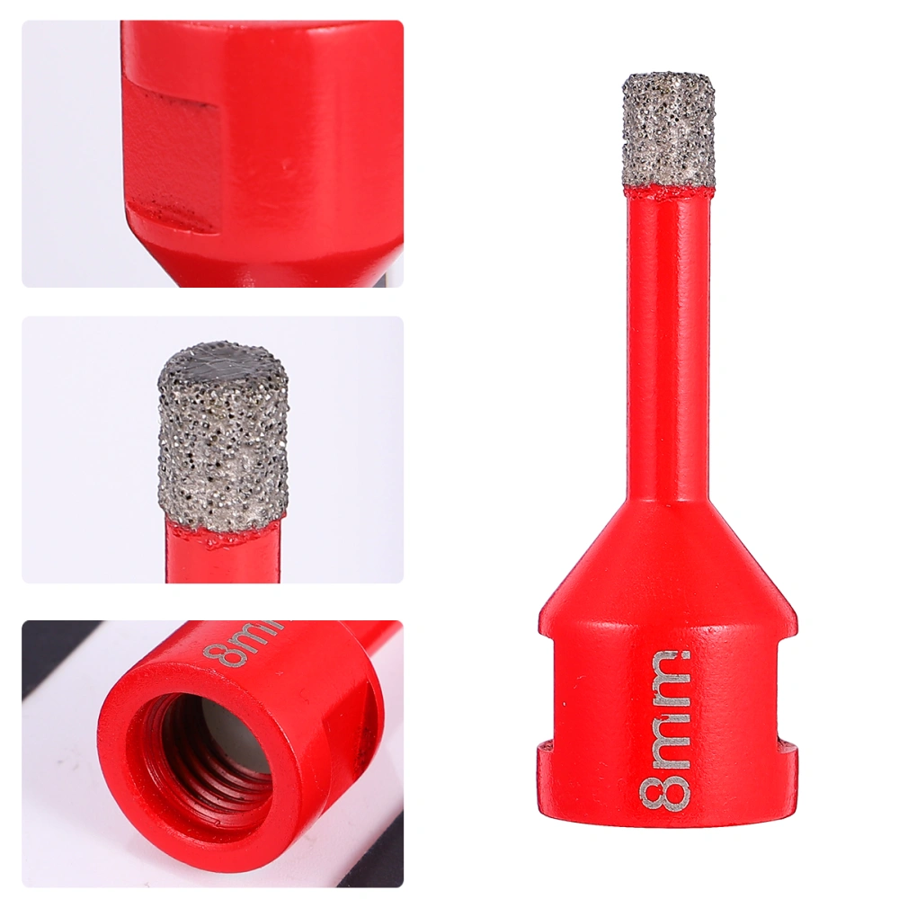 8mm Diamond Hole Opener Sturdy Drill Bit Professional Braze Porcelain Glass Ceramic Dry Cut Drill Bit for Outdoor (Red)