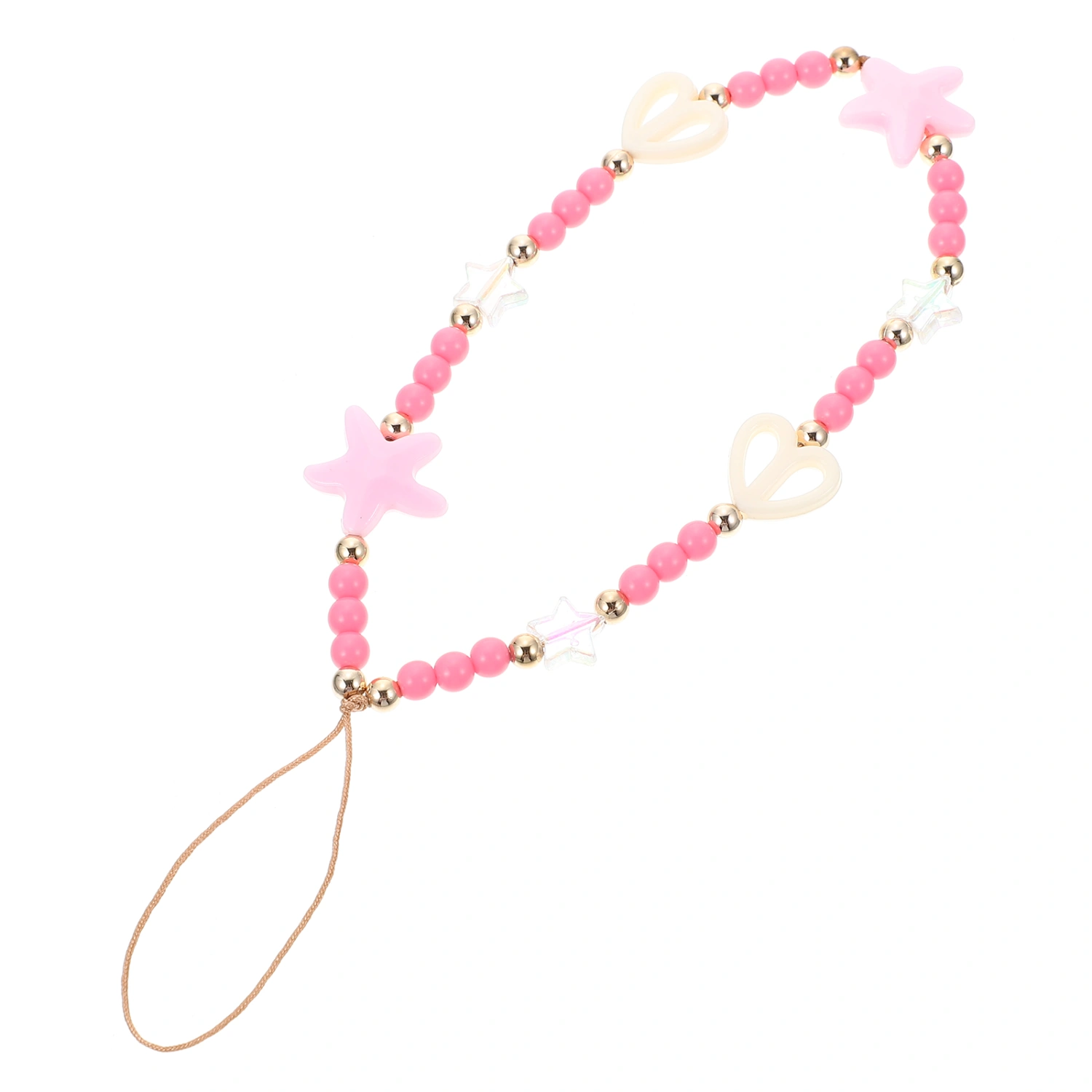Hollow Heart Beaded Mobile Phone Lanyard Cellphone Wrist Strap Anti-lost Strap