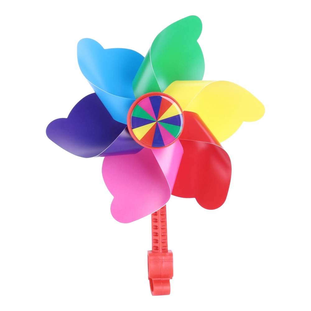 Children Bike Handlebar Flower Pinwheel Windmill Decoration for Kid's Scooter (Red Long Pole)