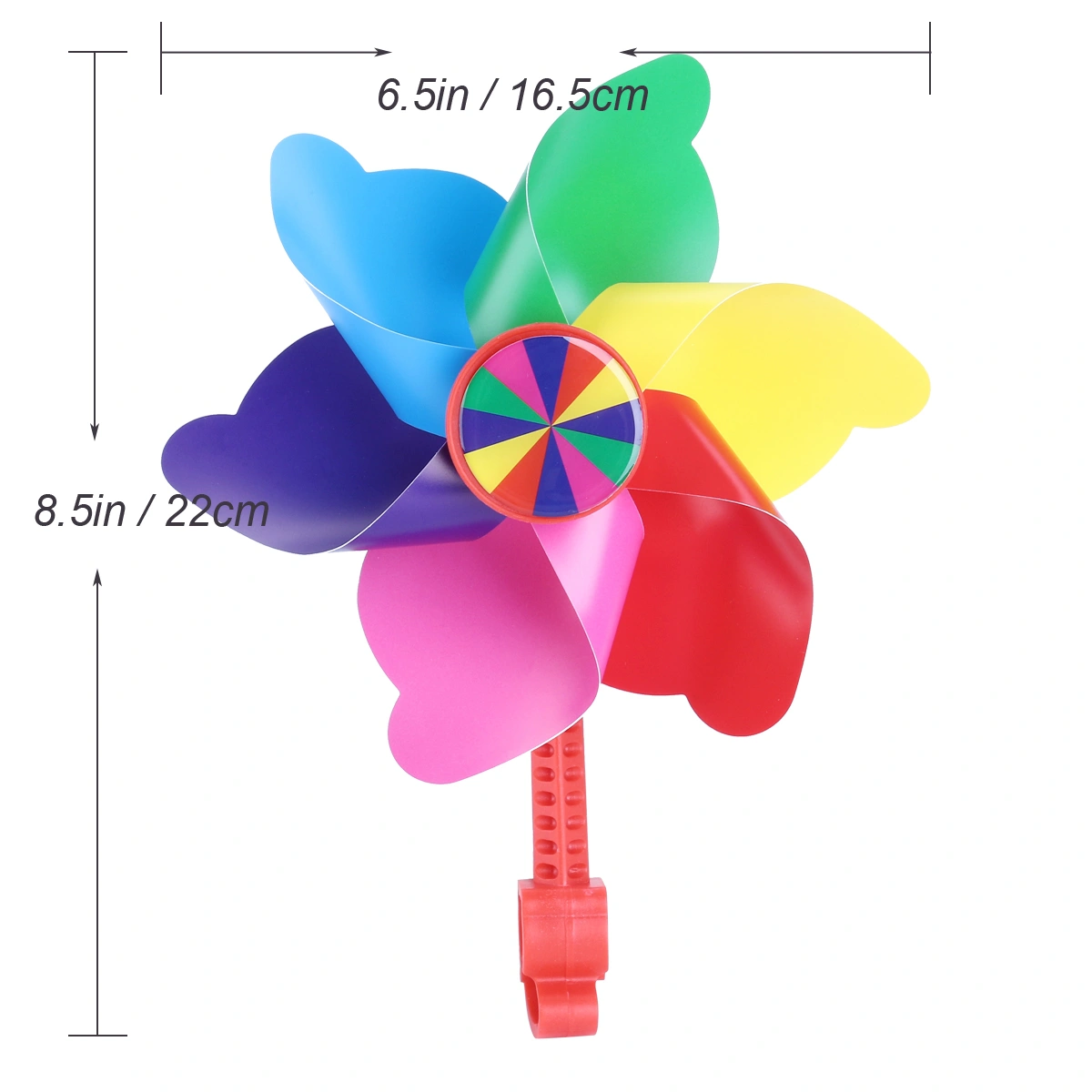 Children Bike Handlebar Flower Pinwheel Windmill Decoration for Kid's Scooter (Red Long Pole)