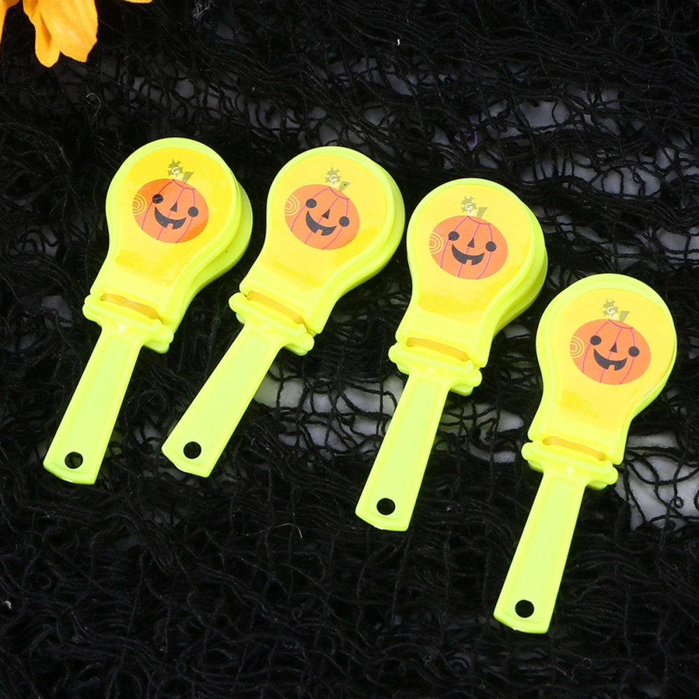 12pcs Halloween Hand Clapper Noisemakers Pumpkin Printing Cheer Prop Party Supplies Plastic Toys Gifts Assorted Color