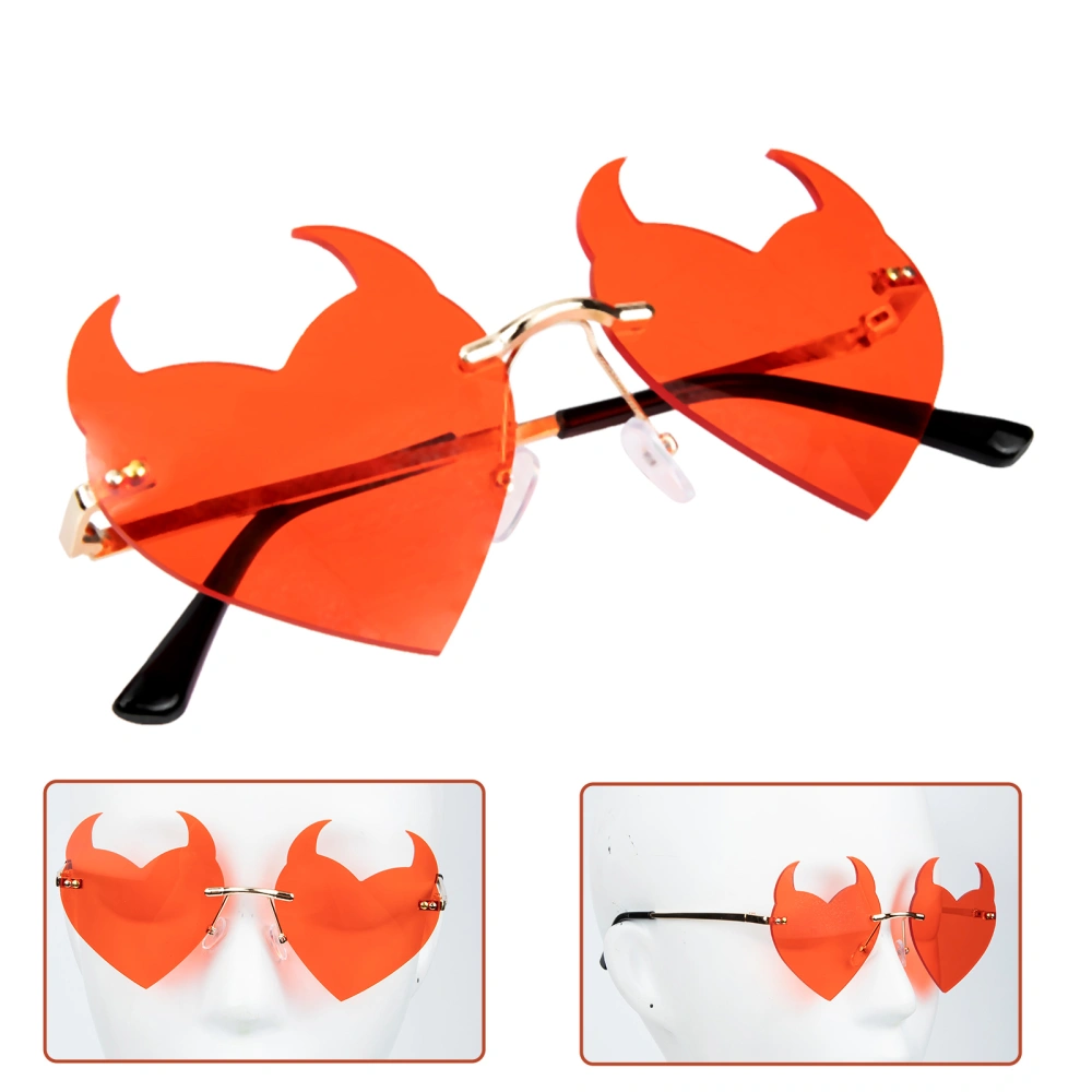 1 Pair Fashion Rimless Sunglasses Party Heart Shaped Glasses Eyewear for Women Men