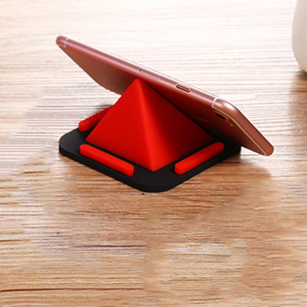 Multifunctional Pyramid Phone Support Silicone Desktop Cell Phone Stand Desktop Phone Holder for Smartphone(Red)