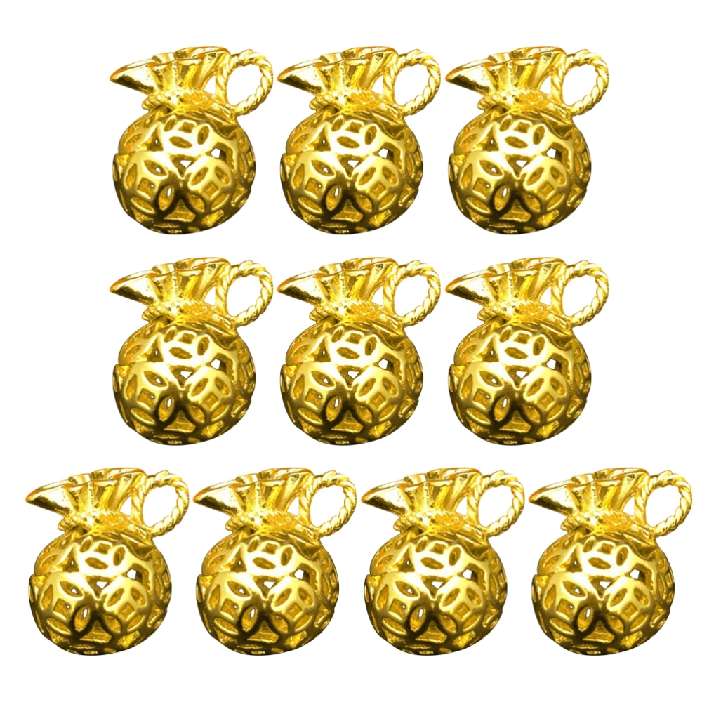 10Pcs Bag Gold Plated Pendant Money Bag Hollow Pendant DIY Jewelry Making Accessories for Necklace Bracelet Anklet (Golden)