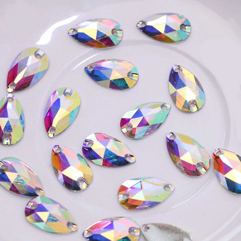 50pcs 11x18mm Teardrop Shape Sew or Glue on Resin Crystals Flat Back Rhinestone for Costume