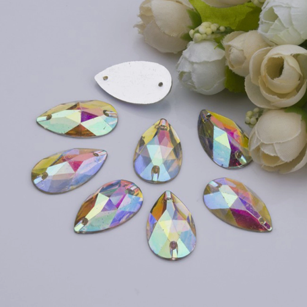 50pcs 11x18mm Teardrop Shape Sew or Glue on Resin Crystals Flat Back Rhinestone for Costume