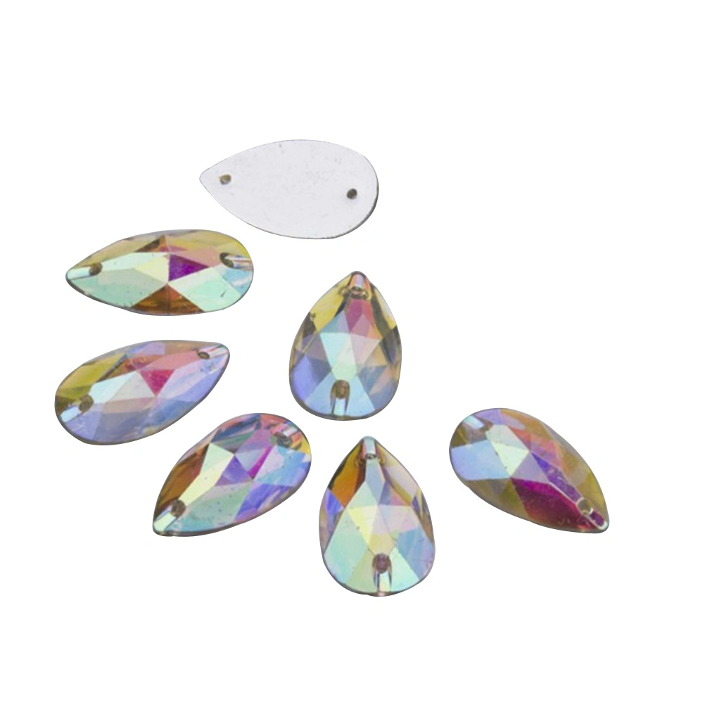 50pcs 11x18mm Teardrop Shape Sew or Glue on Resin Crystals Flat Back Rhinestone for Costume