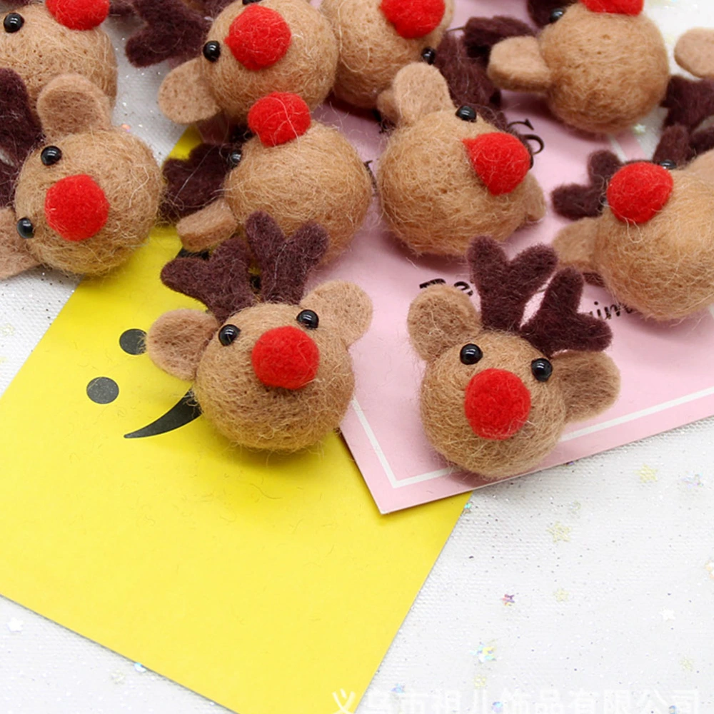 5Pcs Kids Christmas Headdress Accessories Felt Elk DIY Brooch Materials (Brown)