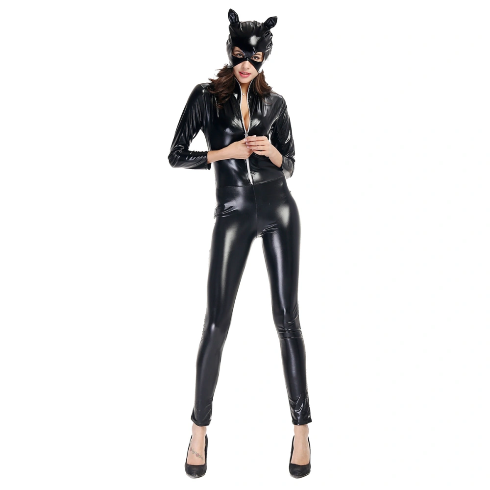 Women's Halloween Sexy Catsuit Cosplay Costume Cat Mask Jumpsuit Cosplay Bodysuit - XXL