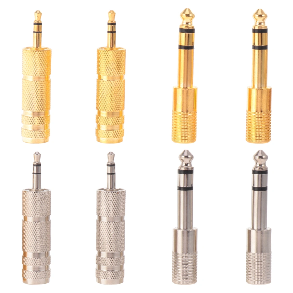 1 Bag 2 Sets 6.5MM Male to 3.5MM Female Jack Plug Audio Headset Plug Adapter Recording Adapter 6.5 3.5 Converter (Golden Silver)