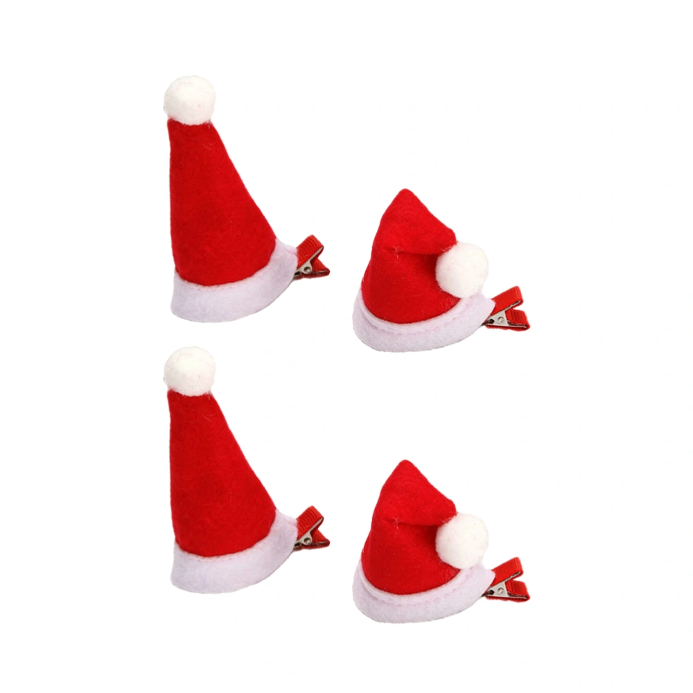 2 Pairs Christmas Hat Hair Clips Creative Barrette Hair Accessories for Kids Adults