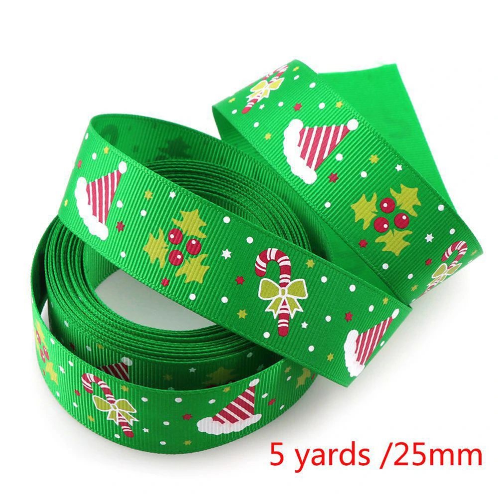 2 Rolls Christmas Gift Ribbons Packaging Wrapping Ribbons Craft DIY Hair Accessory for Christmas (25MM Red Christmas Hat + 25MM Green Christmas Hat)