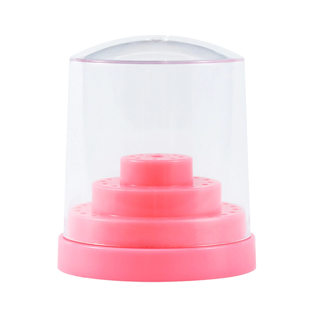 1PC 48 Holes Nail Bit Holder Nail Polishing Machine Grinding Head Storage Box Manicure Drill Bits Container (Pink)