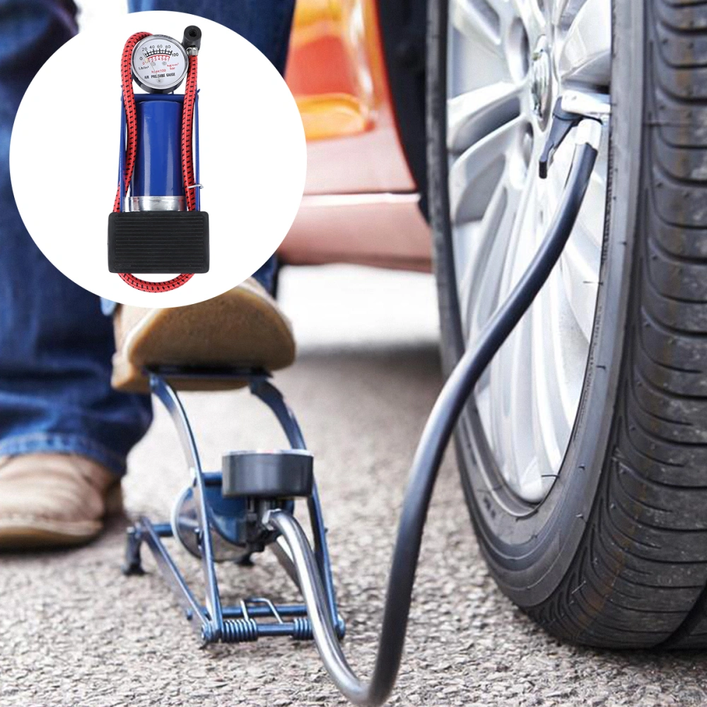 1Pc Portable Vehicle Tire Floor Pump High-pressure Foot Pump Bike Tire Floor Inflator