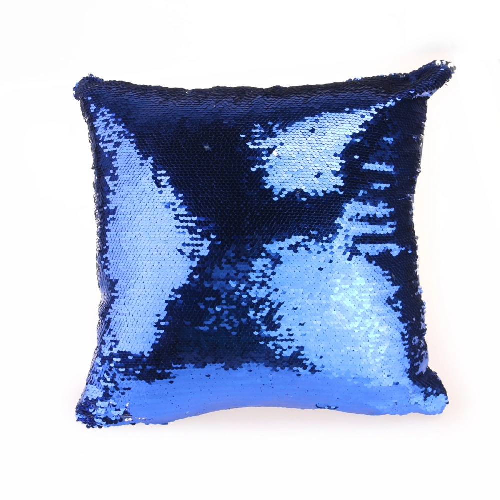 DIY Two Tone Glitter Sequins Throw Pillow Cases and Covers Color Changing Scale Euro Decorative Home Cushion Sofa Pillowcase (Blue)